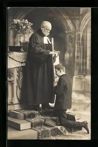 AK Pfarrer segnet Jungen zur Konfirmation