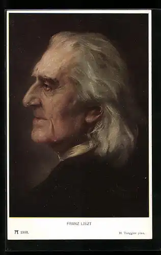 AK Franz Liszt, Seitenportrait mit weissen Haaren