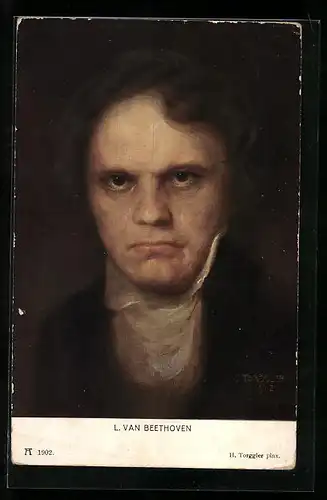 Künstler-AK Ludwig van Beethoven mit ernstem Blick