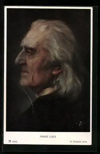AK Franz Liszt, Seitenportrait mit weissen Haaren