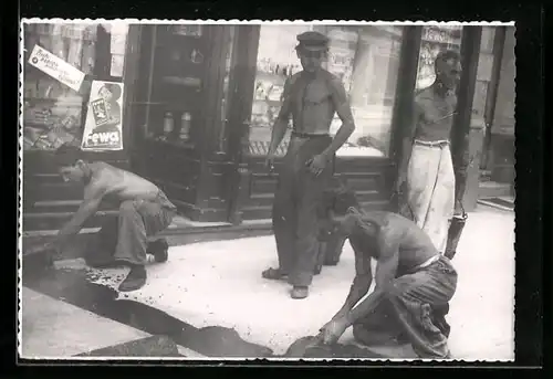 AK Wien, Strassenbau vor einem Geschäft in der Jörgerstrasse