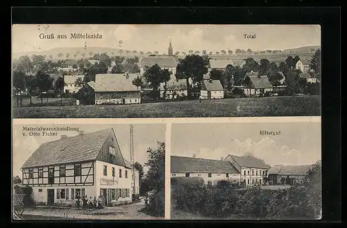AK Mittelsaida, Warenhandlung von Otto Ficker, Rittergut