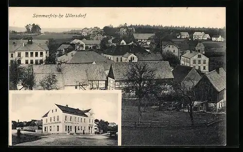 AK Ullersdorf, Colonialwaren, Ortsansicht