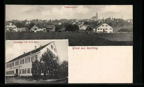 AK Reichling, Gasthaus F. X. Betz mit Strasse, Totalansicht