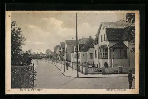 AK Burg a. Fehmarn, Mellenthienstrasse mit Passanten