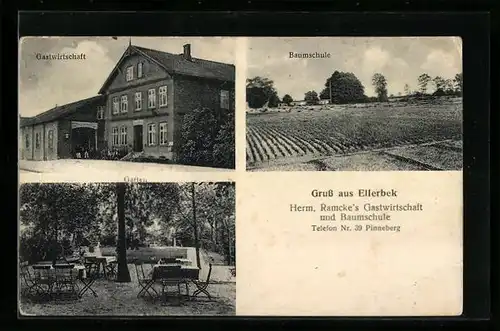 AK Ellerbek, H. Ramckes Gasthaus und Baumschule