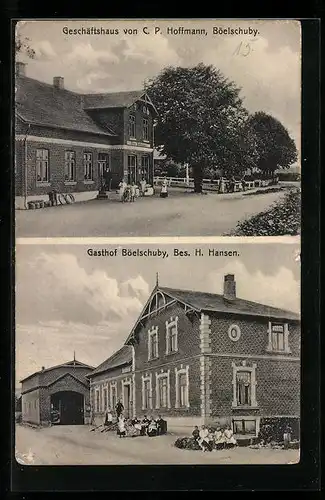 AK Böelschuby, Geschäftshaus v. C.P. Hoffmann, Gasthof Böelschuby