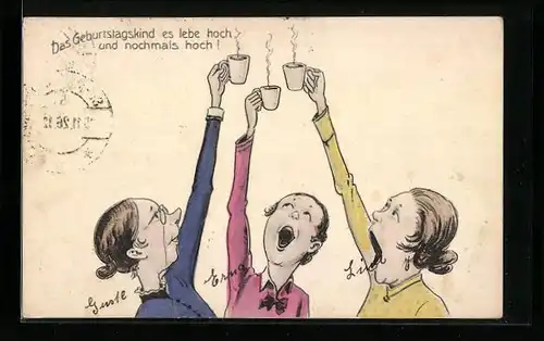 AK Das Geburtstagskind, es lebe hoch und nochmals hoch