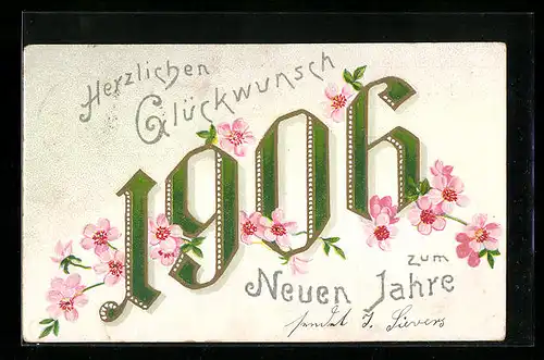 AK Glückwunsch zum neuen Jahre, Jahreszahl 1906