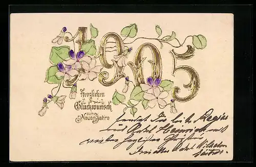 AK Jahreszahl 1905 mit Veilchen
