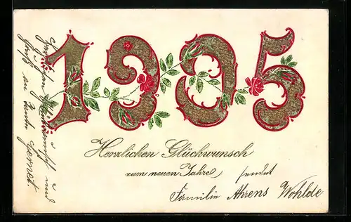 AK Jahreszahl 1905 mit Rosen