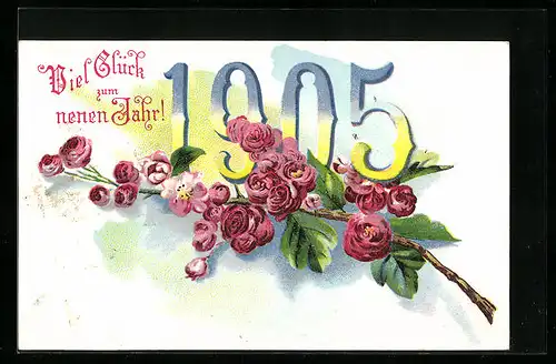 AK Jahreszahl 1905 mit Blüten-Zweig