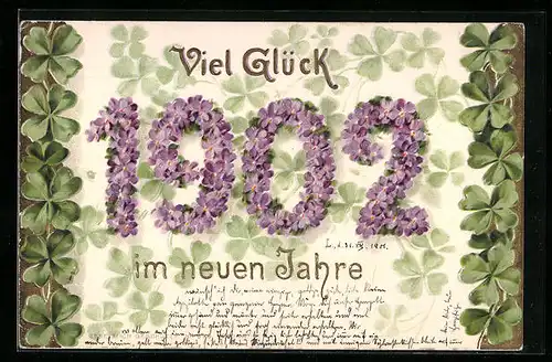 AK Jahreszahl 1902 aus Veilchen