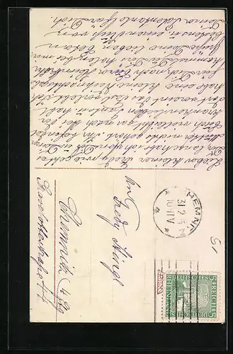 AK Kleiner frierender Junge zu Neujahr