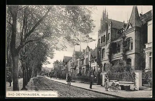 AK Bad Oeynhausen, Westcorso-Strasse mit Radfahrer