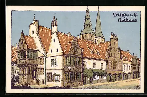 Steindruck-AK Bielefeld, Stadtmauer am Nebelstor