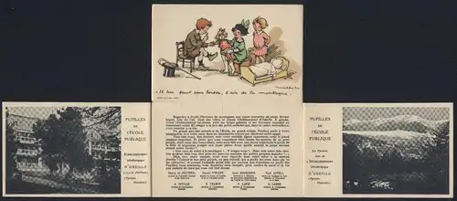 Künstler-AK Francisque Poulbot: Odeillo, L`Ecole Publique, Les Pyrénées