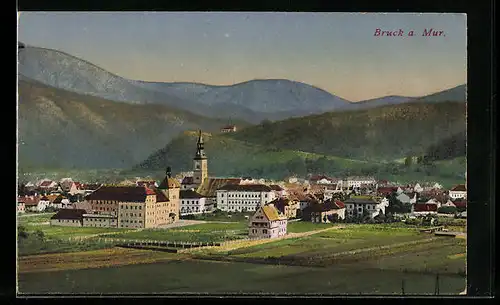 AK Bruck a. Mur, Panorama des Ortes