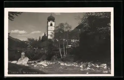 AK Mariatal b. Kramsach, Wasserpartie mit Kirche