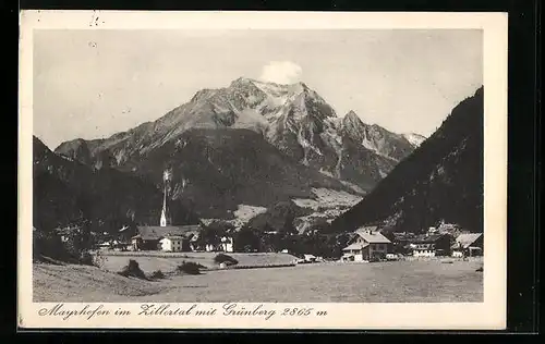 AK Mayrhofen im Zillertal, Ortsansicht mit Grünberg