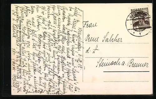 AK Mayrhofen im Zillertal, Ortsansicht mit Grünberg