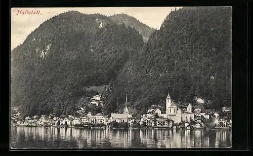 AK Hallstatt, Seepartie mit Blick auf den Ort