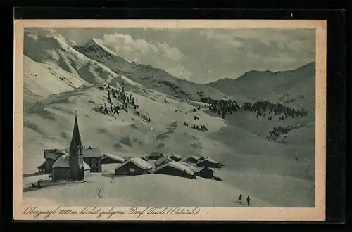 AK Obergurgl, Das höchst gelegene Dorf in Tirol unter einer Schneedecke
