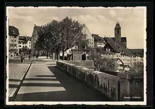 AK Aarau, Strasse am Zollrain mit Passanten