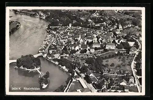 AK Rheinfelden, Luftaufnahme des Ortes