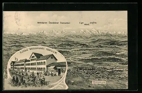 AK Solothurn, Ortsansicht, Kurhaus Weissenstein, Wetterhörner, Schreckenhörner