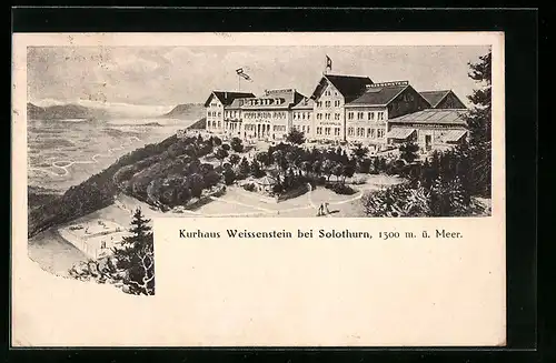 AK Weissenstein b. Solothurn, Kurhaus Weissenstein mit Bergpanorama