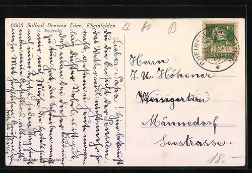 AK Rheinfelden, Pension Eden von K. Rupprecht