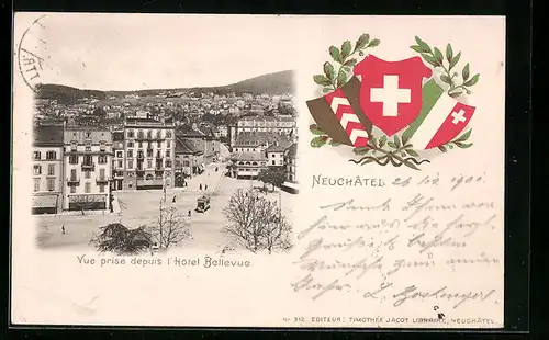 Präge-AK Neuchâtel, Vue prise depuis l`Hôtel Bellevue
