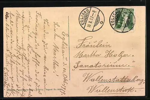 AK Eglisau, Teilansicht mit Brücke über den Rhein