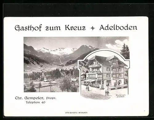AK Adelboden, Gasthof zum Kreuz, Panorama