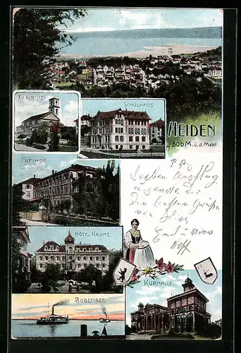 AK Heiden, Hotel Krone, Kurhalle, Freihof