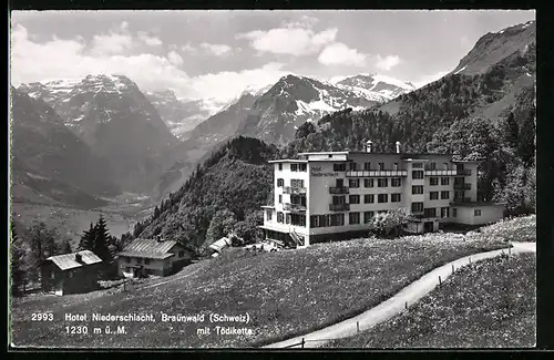 AK Braunwald, Hotel Niederschlacht mit Tödikette