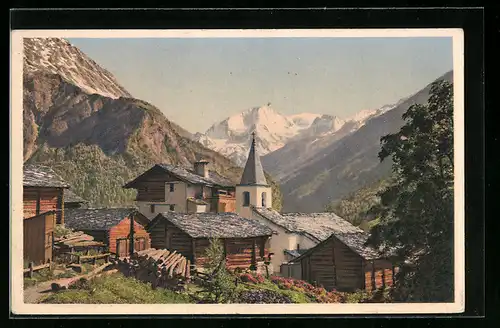 AK La Sage, Pigne d`Arolla, Teilansicht mit Kirche