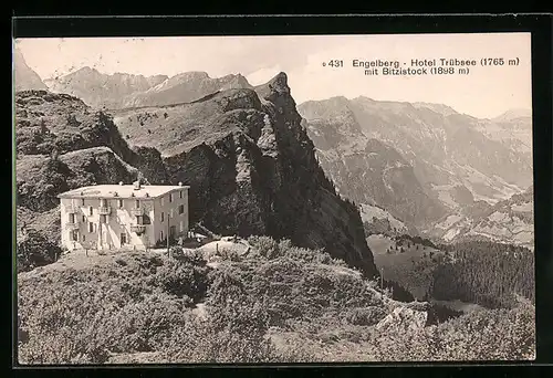 AK Engelberg, Teilansicht mit Gebirge, Hotel Trübsee, Bitzistock
