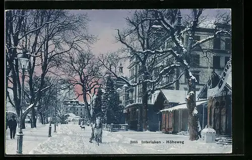 AK Interlaken, Der Höheweg unter einer Schneedecke