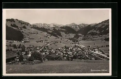 AK Zweisimmen, Gesamtansicht aus der Vogelschau