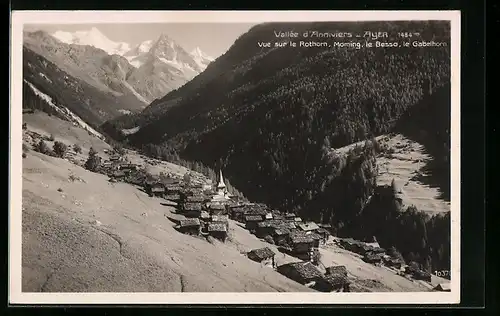 AK Ayer /Vallee d`Anniviers, Teilansicht mit Rothorn, Moming, Besso, Gabelhorn