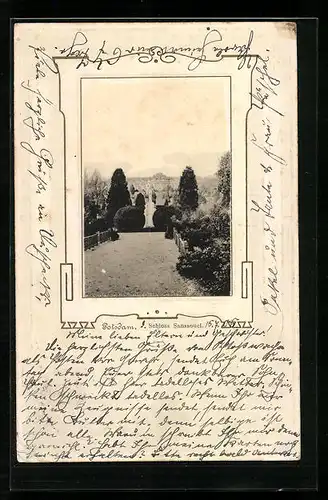 AK Potsdam, Schloss Sanssouci mit Park