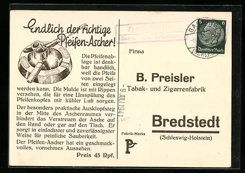 AK Reklame für B. Preisler Tabak- und Zigarrenfabrik