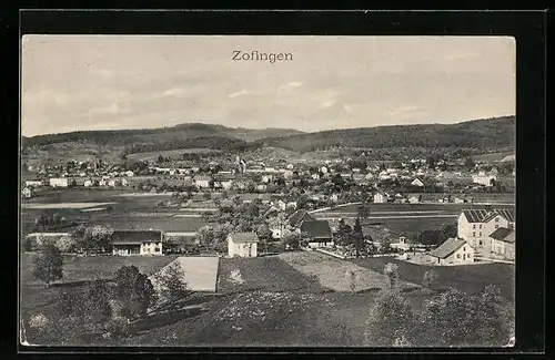 AK Zofingen, Ortsansicht aus der Vogelschau