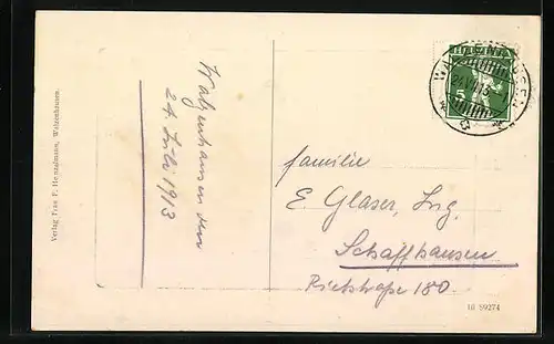 AK Walzenhausen, Ortsansicht mit Rhein und Bodensee