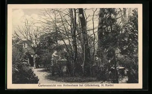 AK Glücksburg, Gartenansicht von Rothenhaus, Bes. H. Kardel
