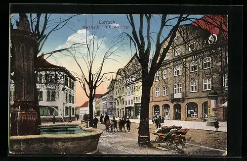 AK Lörrach, Marktplatz mit Baslerstrasse
