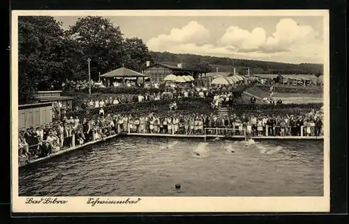 AK Bad Bibra /Thür., Das Schwimmbad an einem Besucherreichen Tag