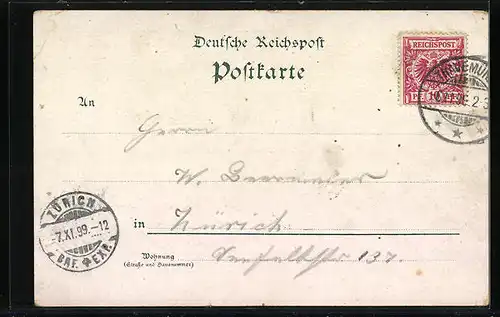 Lithographie Travemünde, Strandpartie, Leuchtturm, Dampfer